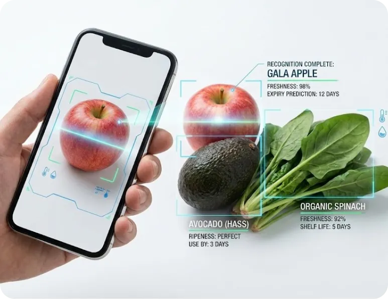 Demonstration of AI food scanning technology on a mobile device